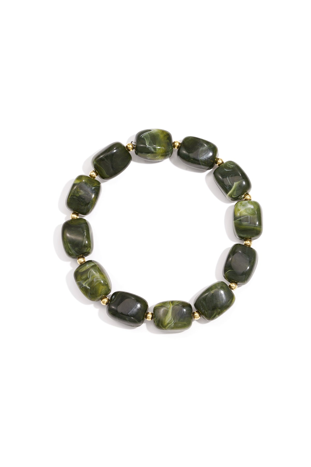 Green Kaia bracelet featuring small rounded beads displayed on a white background from Sorea Fashion.