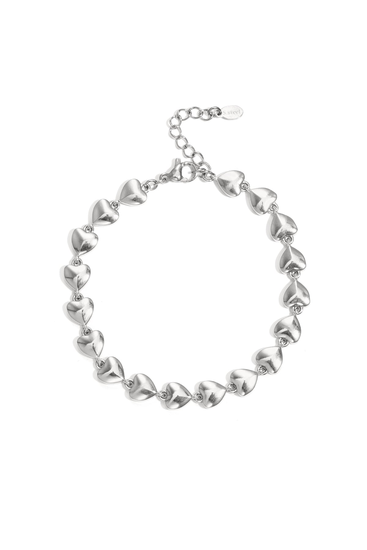 Silver Mila bracelet with a delicate linked design displayed on a white background from Sorea Fashion.