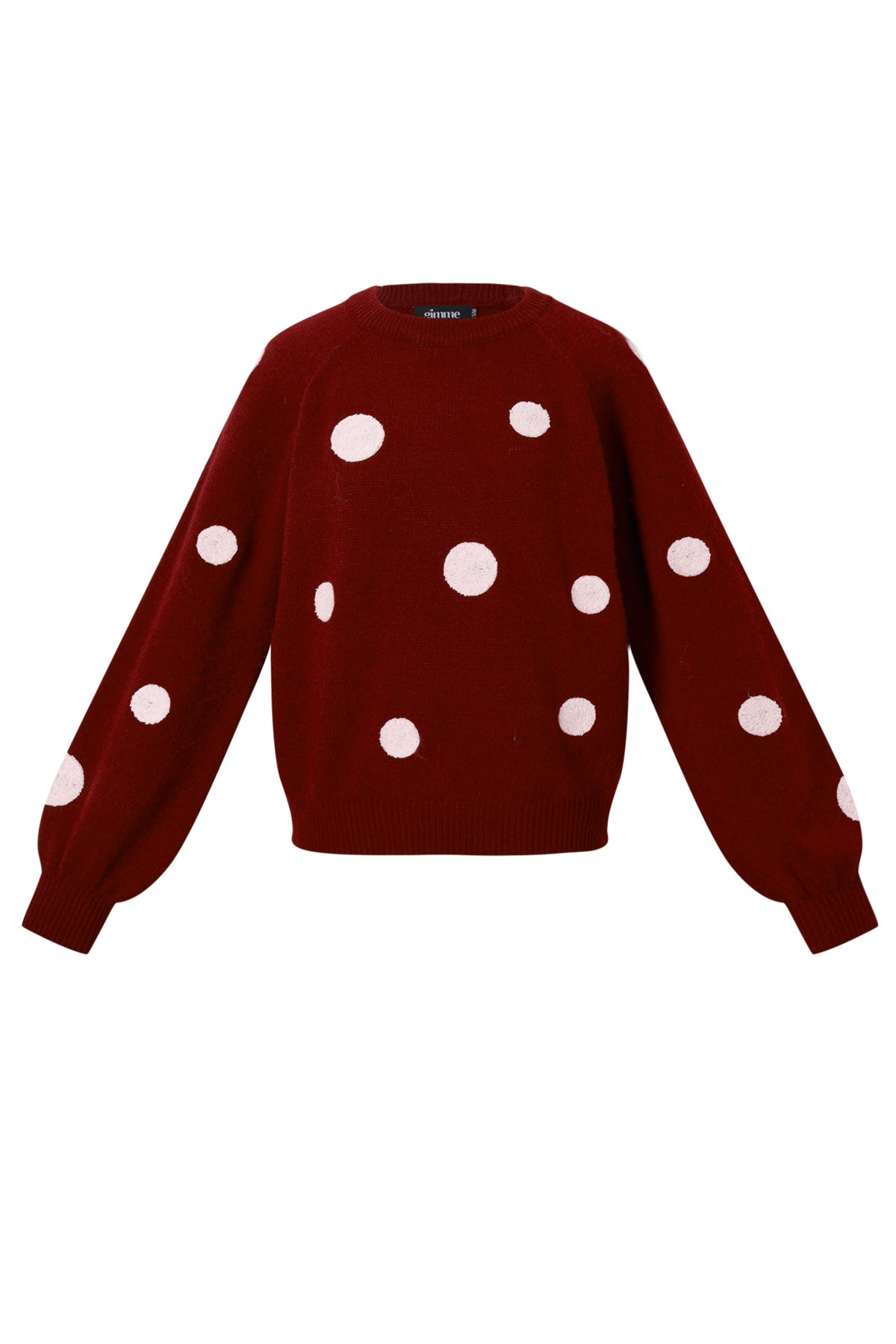 Wine Red Tess sweater with a floral embroidered pattern displayed on a white background from Sorea Fashion.Fall/Winter Clothes