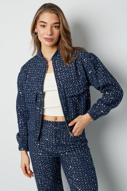 Denim jacket with sequins