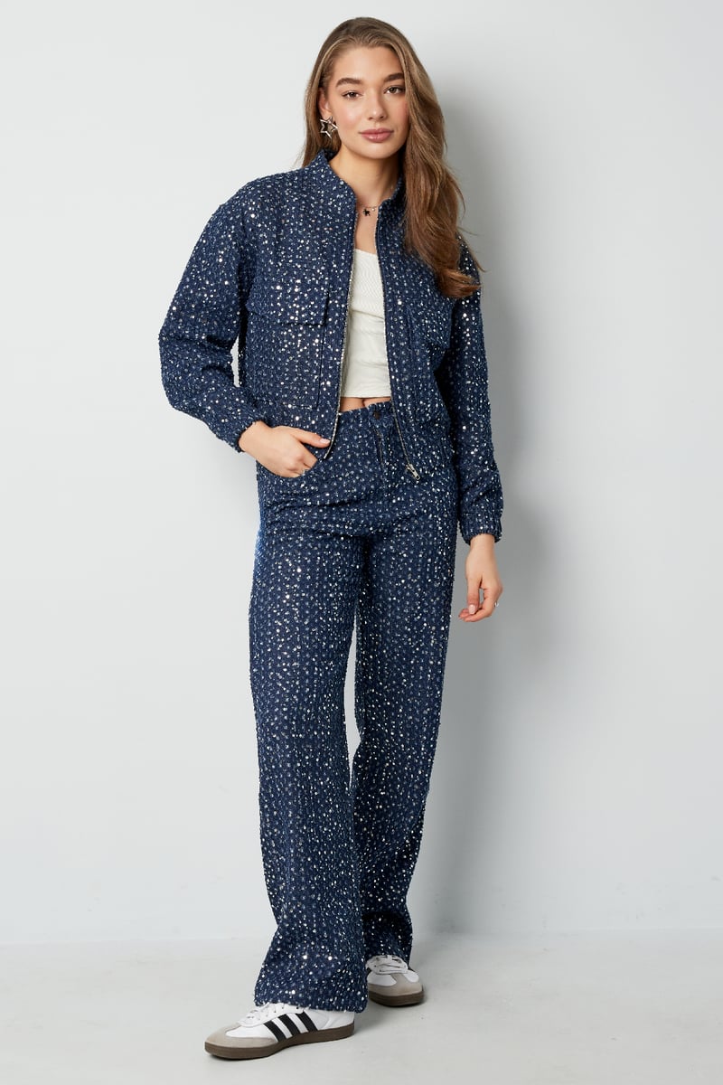 Denim jacket with sequins
