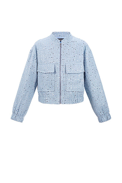 Denim jacket with sequins