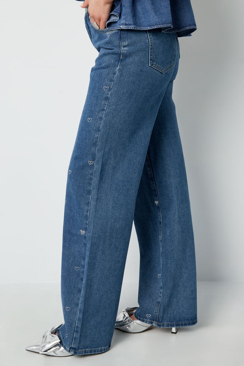Denim jeans glitter heart