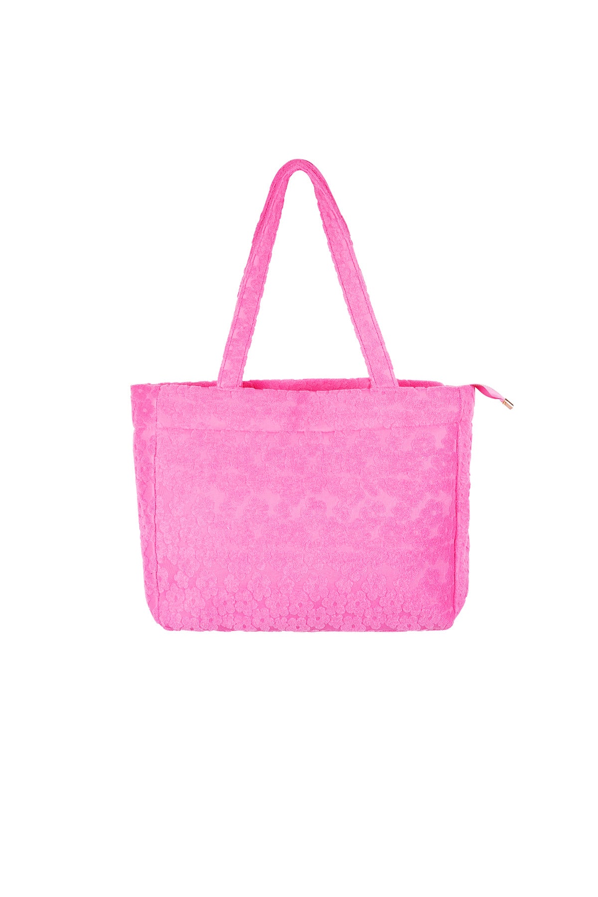 Bright pink Bloom tote bag with a soft structured design displayed on a white background from Sorea Fashion.
