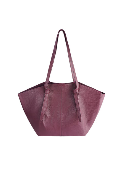 Purple Jayla bag with a smooth structured silhouette displayed on a white background from Sorea Fashion.
