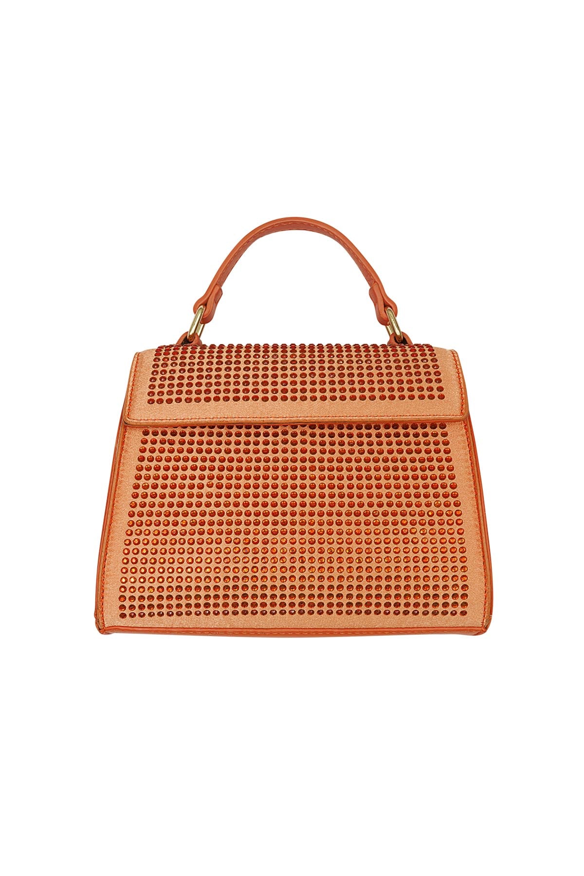 Brown Lila handbag with a structured soft design and top handles displayed on a white background from Sorea Fashion.