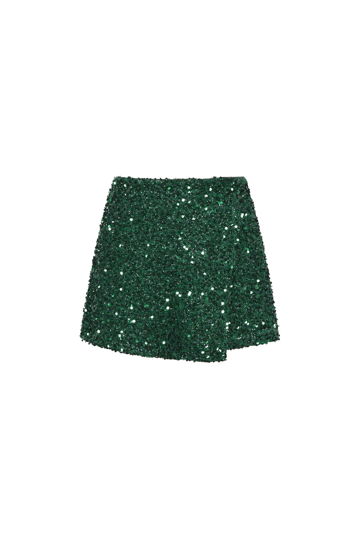 Green Livia mini skirt with a simple fitted design shown on a white background from Sorea Fashion.