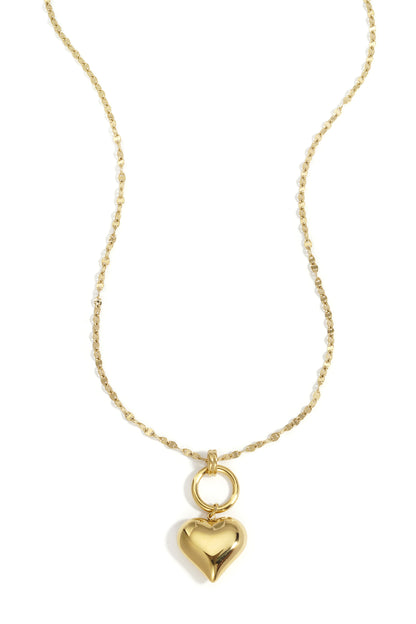 Gold Love necklace with a delicate heart pendant displayed on a white background from Sorea Fashion.