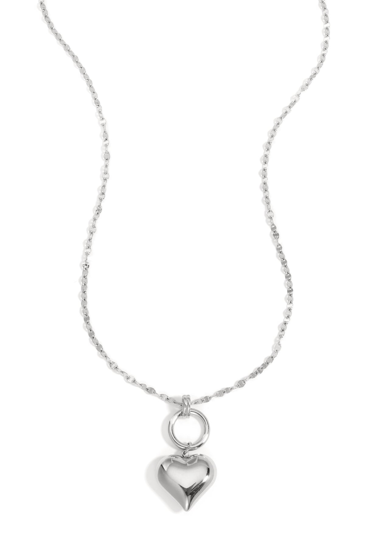 Silver Love necklace featuring a delicate heart-shaped pendant displayed on a white background from Sorea Fashion.