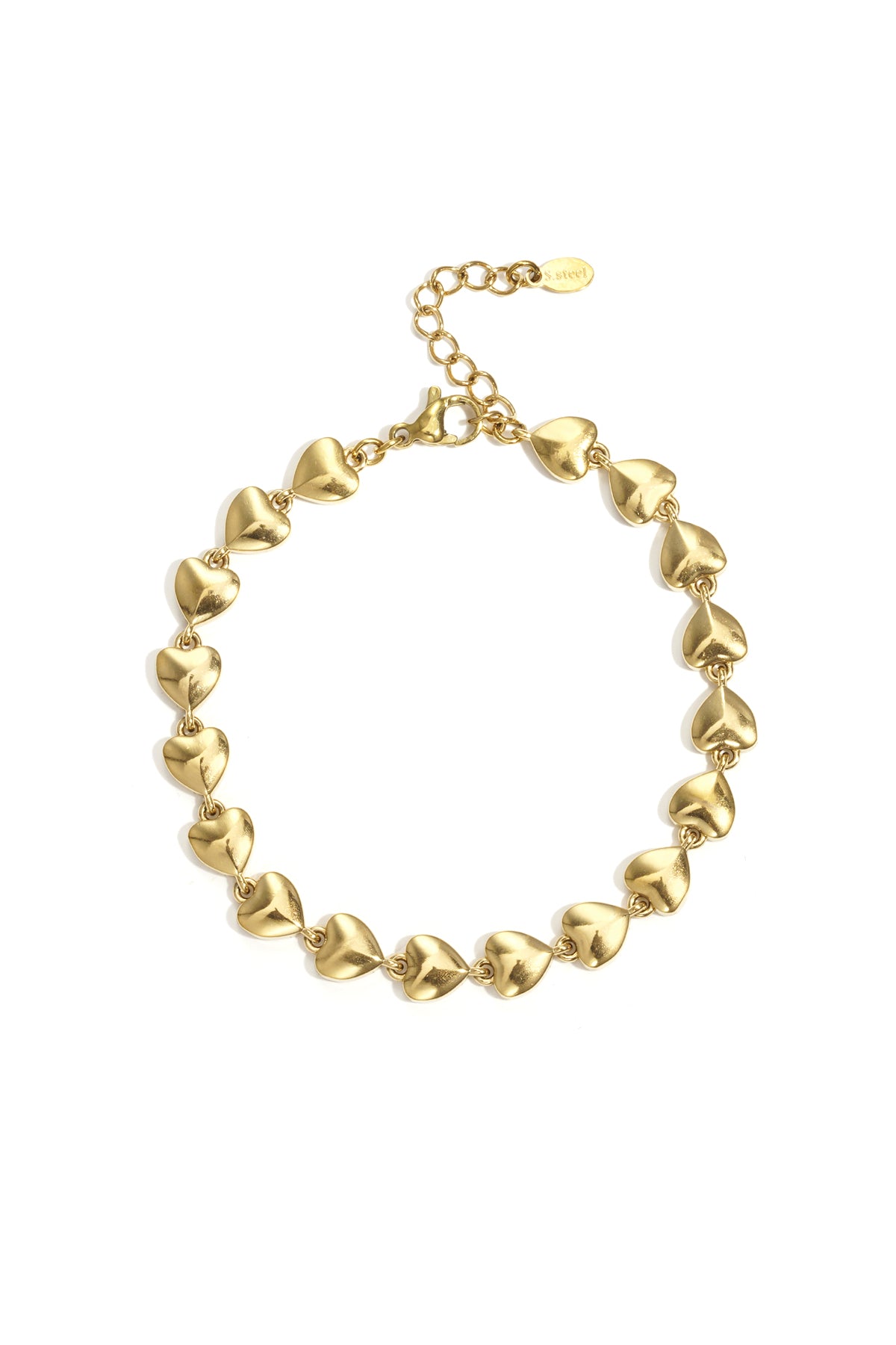 Gold Mila bracelet with a delicate linked chain design displayed on a white background from Sorea Fashion.