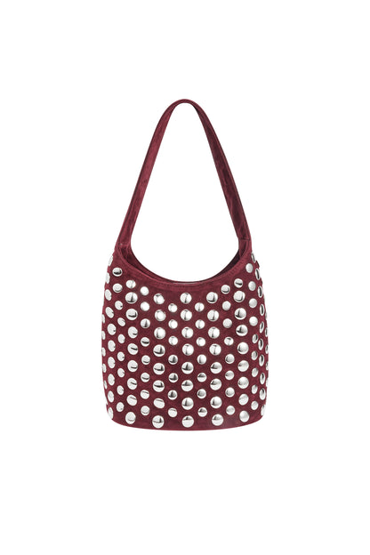 Pink Raen shoulder bag with a soft woven texture displayed on a white background from Sorea Fashion.