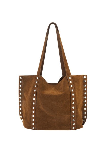 Brown Raven tote bag with a structured textured design displayed on a white background from Sorea Fashion.