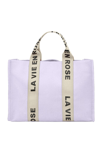 Lilac Rose tote bag with gold-tone hardware and dual handles displayed on a white background from Sorea Fashion.
