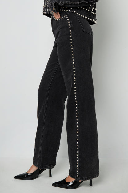 Woven Cotton Women's Straight Leg Pants Street Solid Color