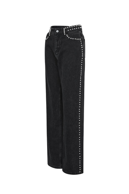 Woven Cotton Women's Straight Leg Pants Street Solid Color